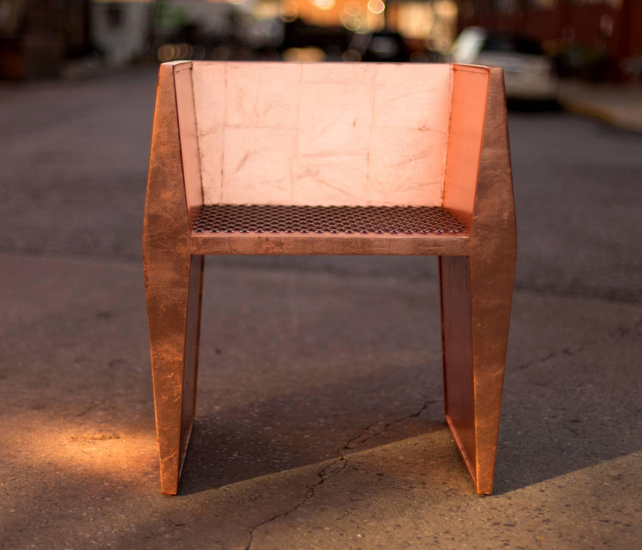 Appliqué Sentient Sapience Chair Copper Leaf Finish For Sale