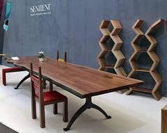 Sentient Signature Live Edge American Black Walnut Slab Table Wishbone Legs