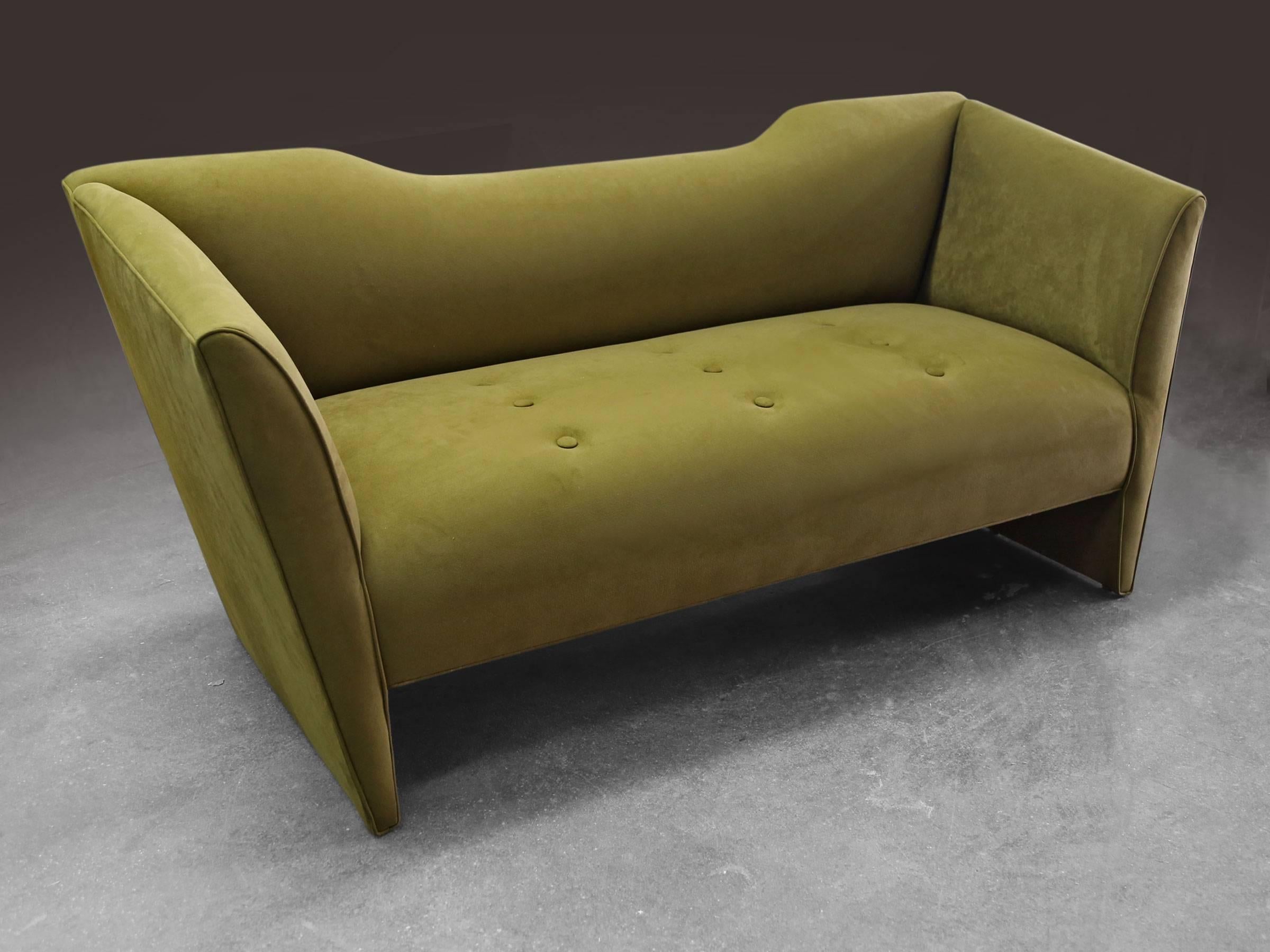 Fabric Sentient Memphis Inspired Nersi Sofa in Green For Sale