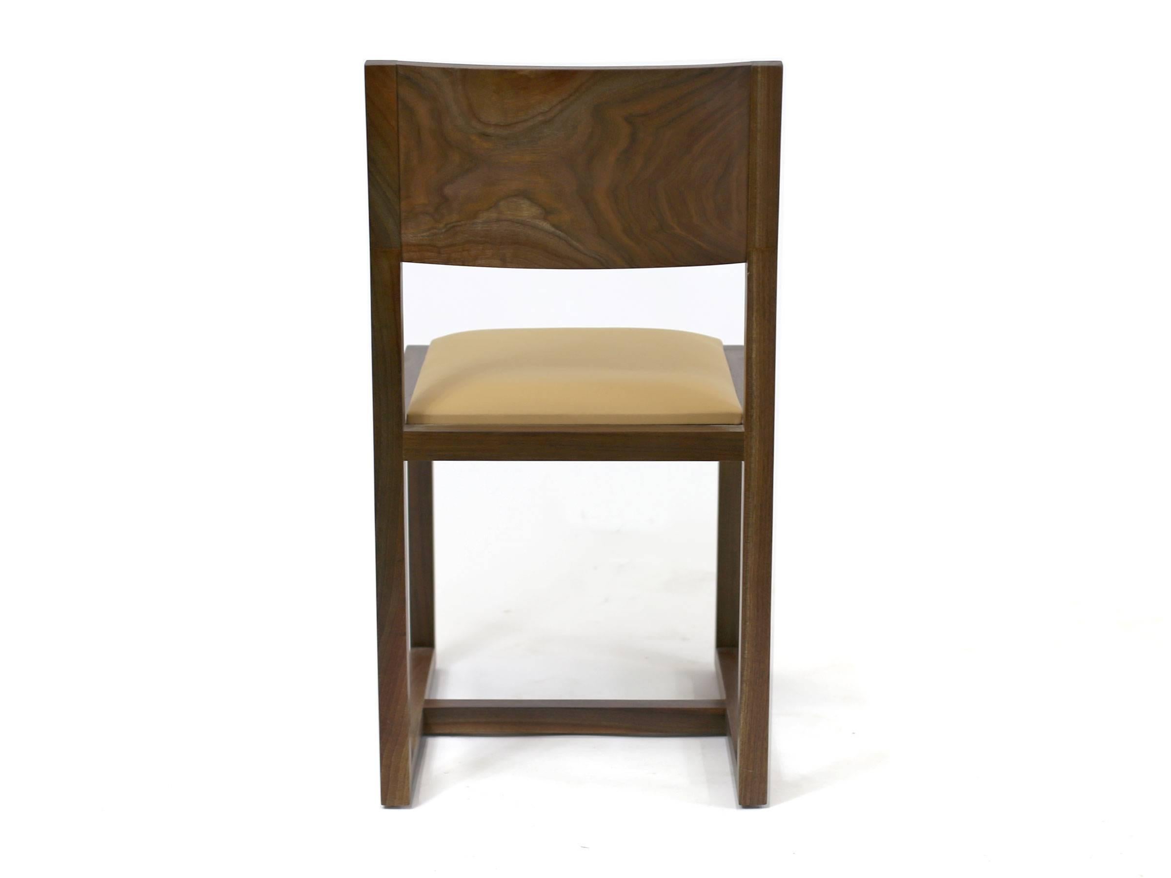 American St. Lawrence Dining Chair Walnut Hardwood Leather Upholstered For Sale