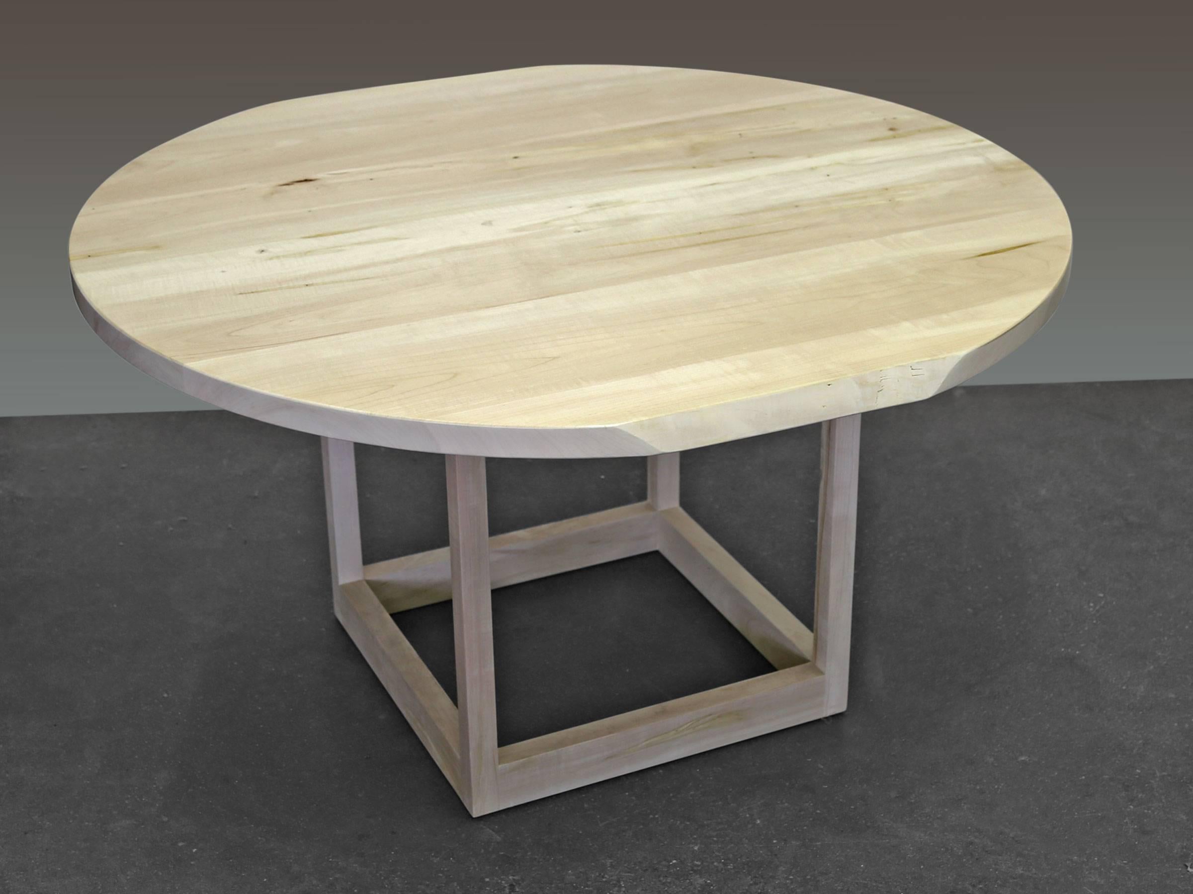 Bleached Sentient Flow Round Pedestal Table in Ambrosia Maple with Live Edge For Sale