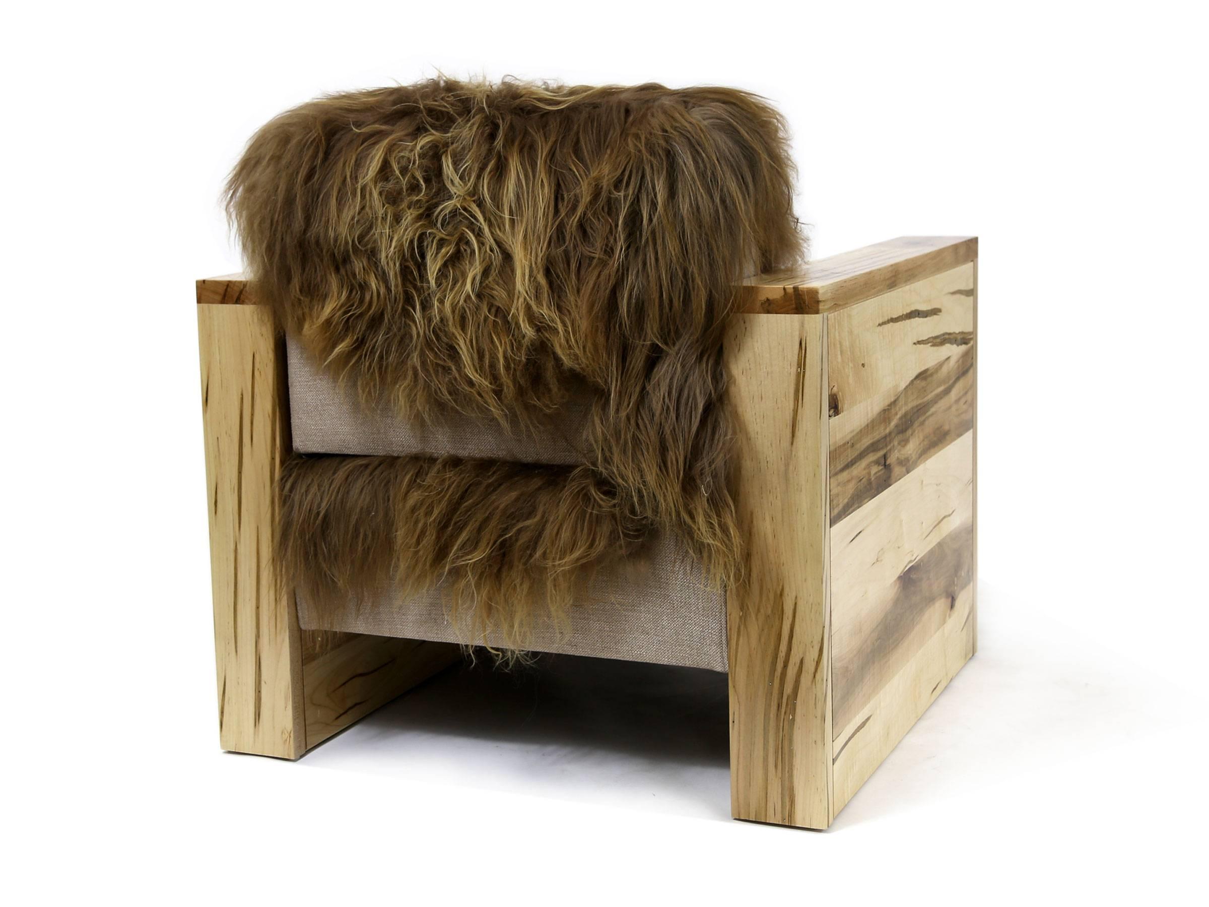 Sentient Joojay Armchair in Maple and Icelandic Sheepskin For Sale 2