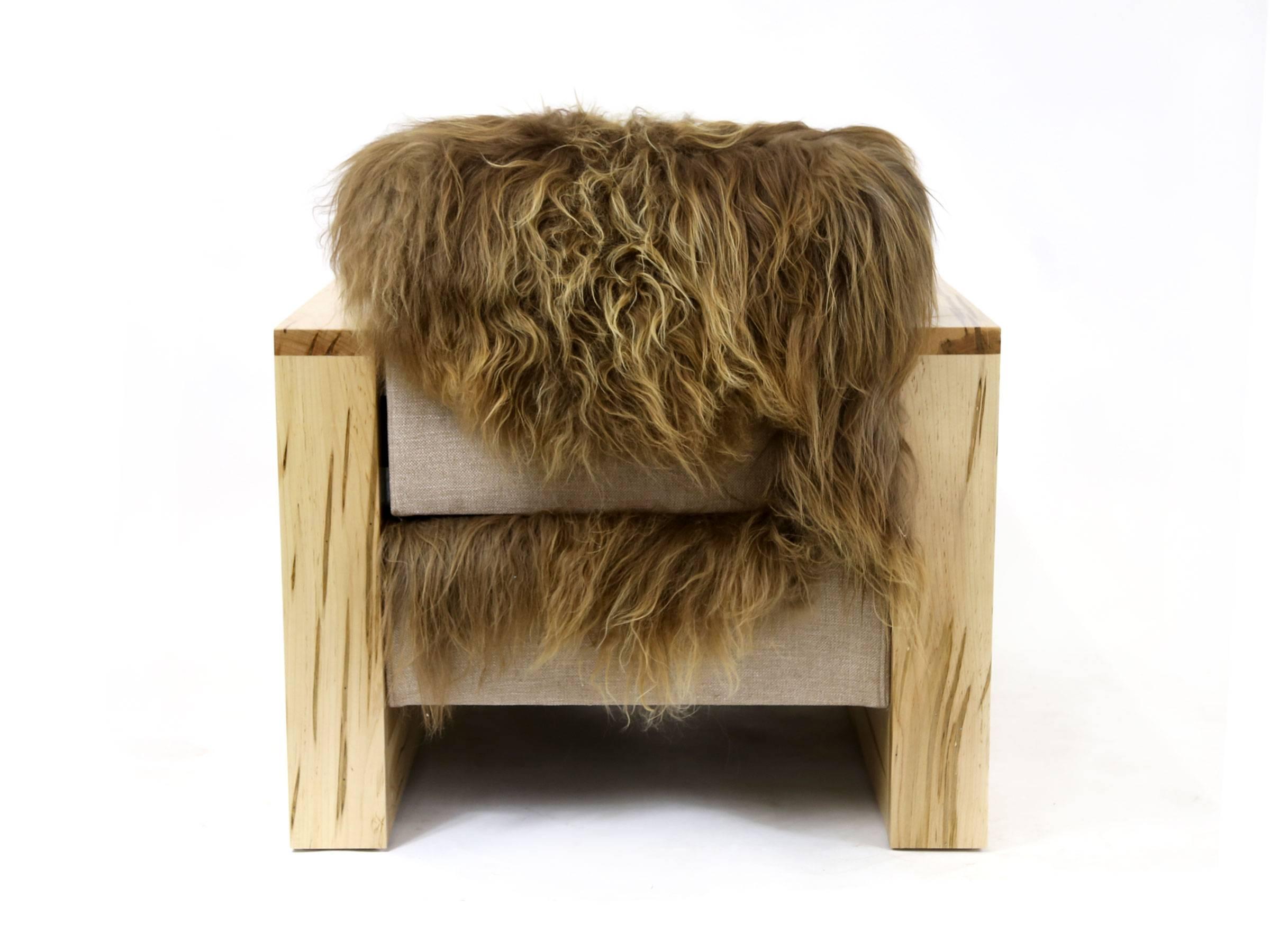 Sentient Joojay Armchair in Maple and Icelandic Sheepskin For Sale 3