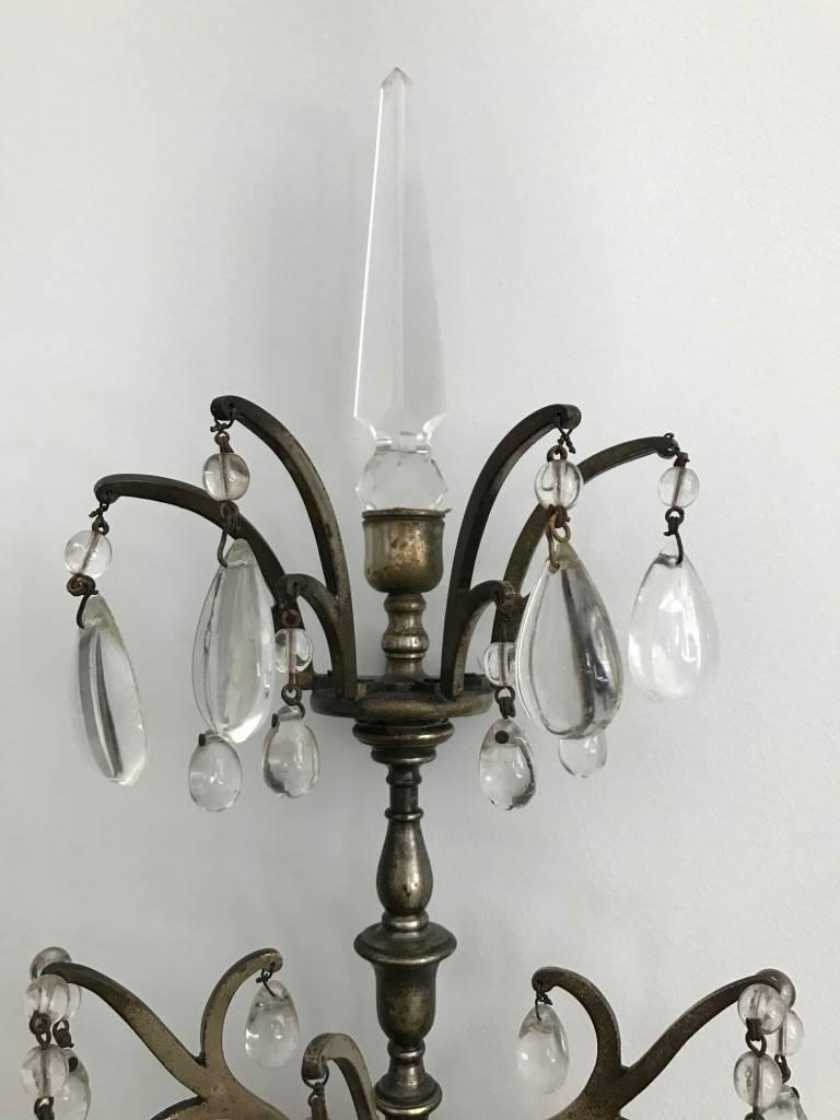 19th Century Antique Pair of French Silver Bronze Wall Lights, circa 1800