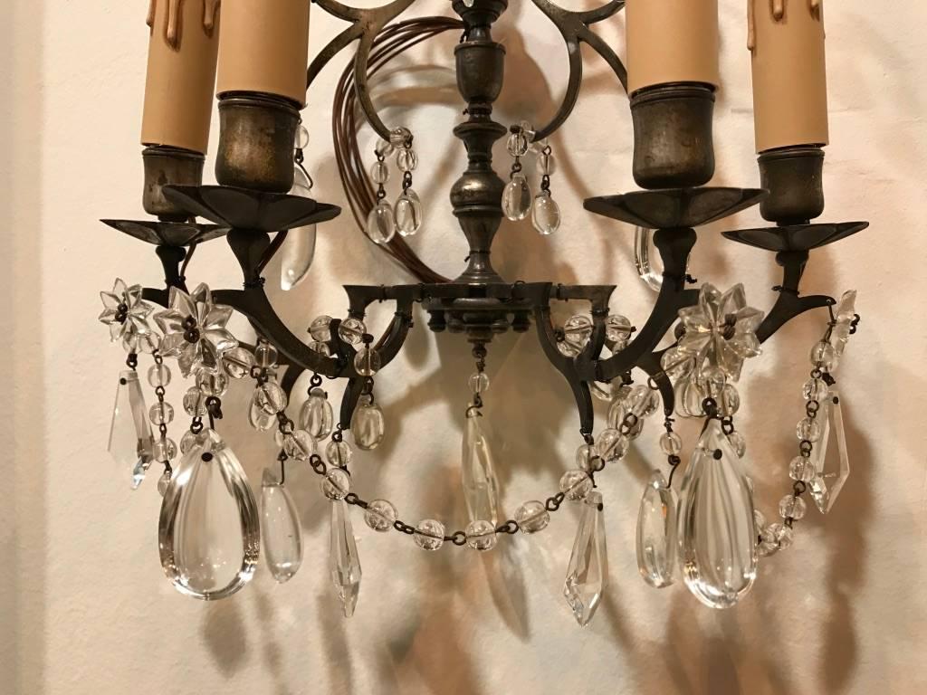Antique Pair of French Silver Bronze Wall Lights, circa 1800 1