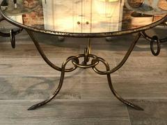 French Gilt Iron Coffee Table by René Drouet, Circa 1940-1950