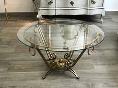 French Gilt Iron Coffee Table in the Style of René Drouet, Circa 1940-1950