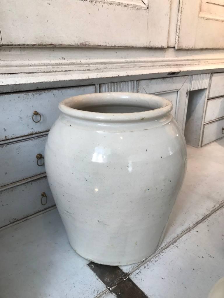 Ceramic Set of Three Antique Spanish Glazed Pots, 19th Century