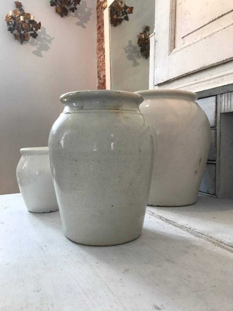 Set of Three Antique Spanish Glazed Pots, 19th Century 1