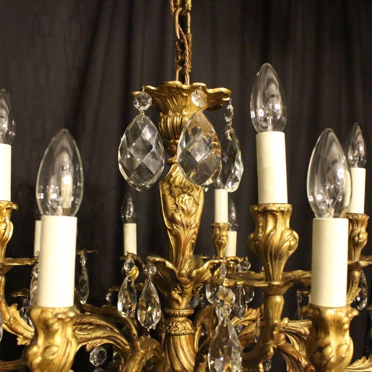 Italian Gilded Bronze and Crystal Antique Chandelier 1