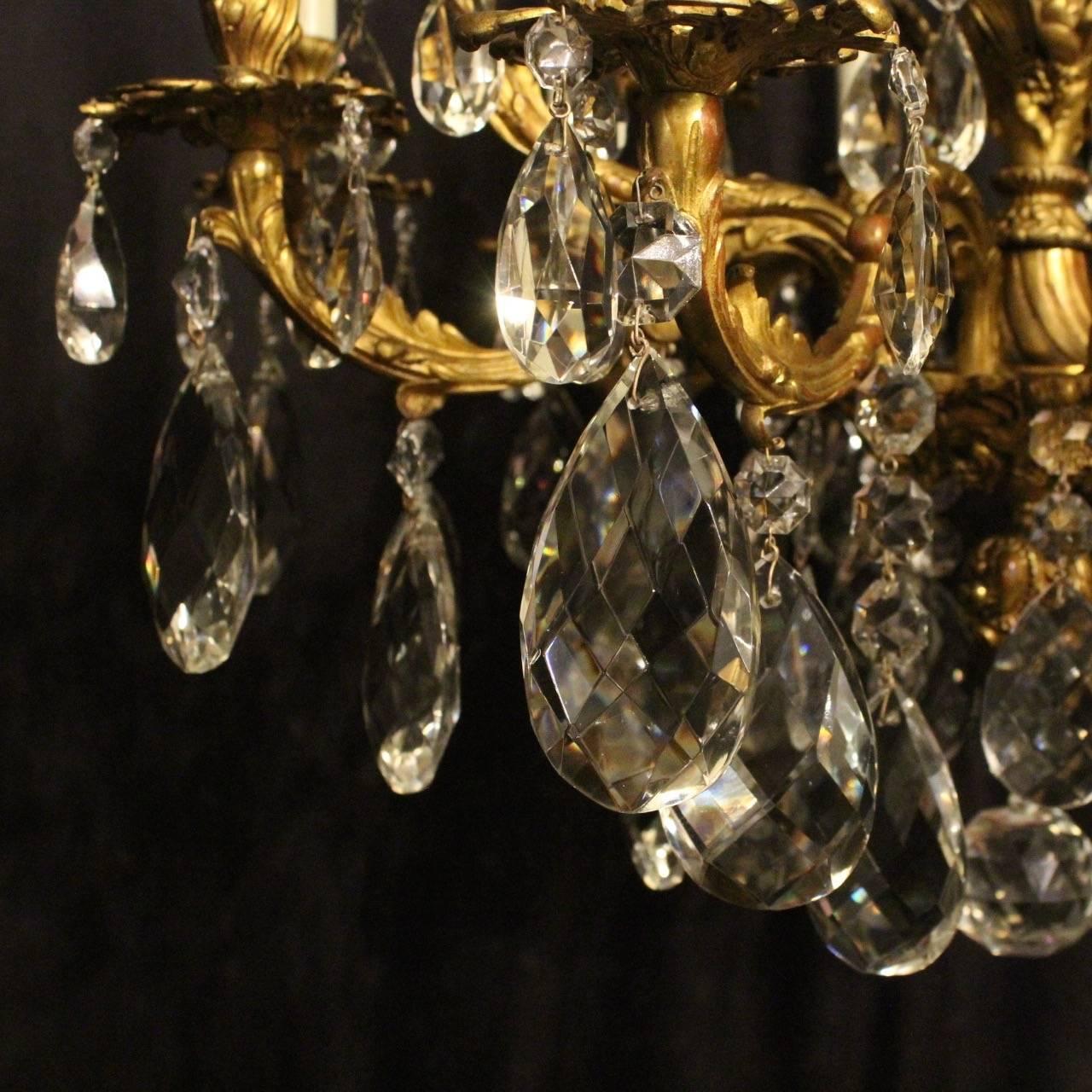 Italian Gilded Bronze and Crystal Antique Chandelier 3
