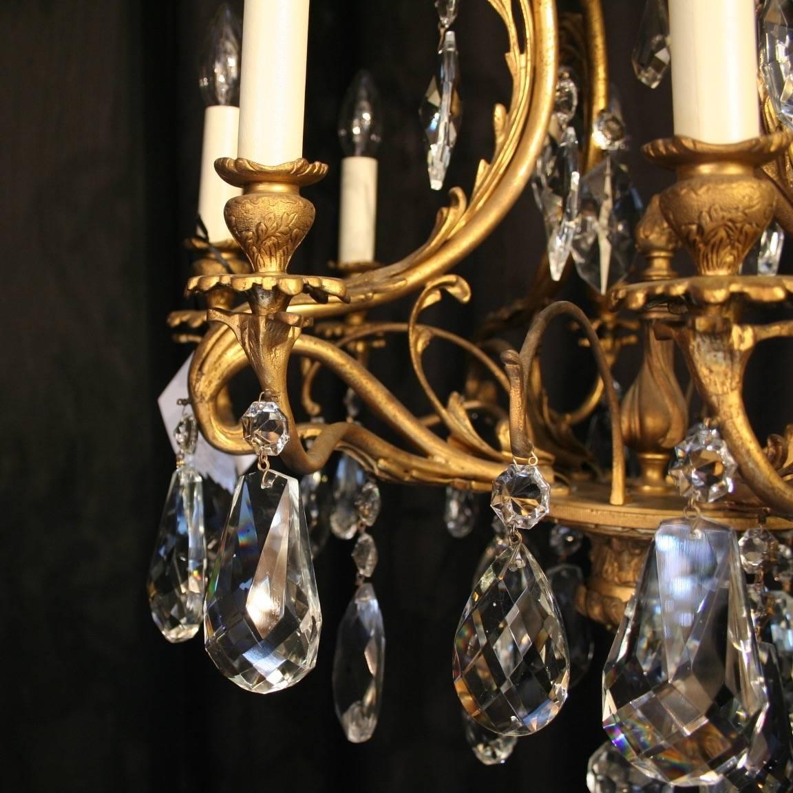 Italian Pair of Gilded Eight and Six-Light Antique Chandeliers 1