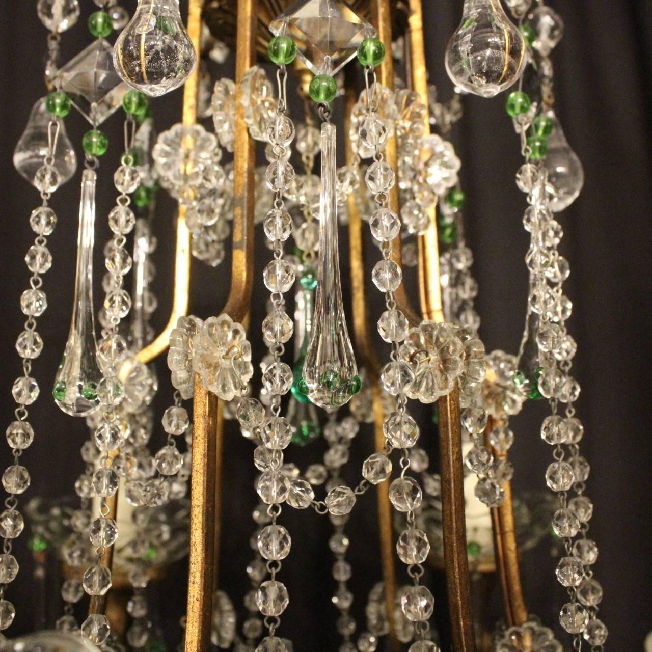 Italian Florentine Six-Light Cage Chandelier In Excellent Condition In Chester, GB