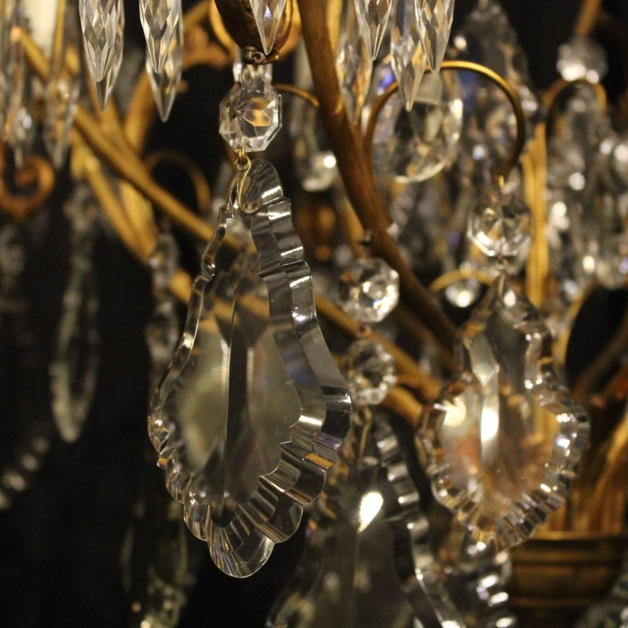 20th Century French Gilded Nine-Light Antique Chandelier For Sale