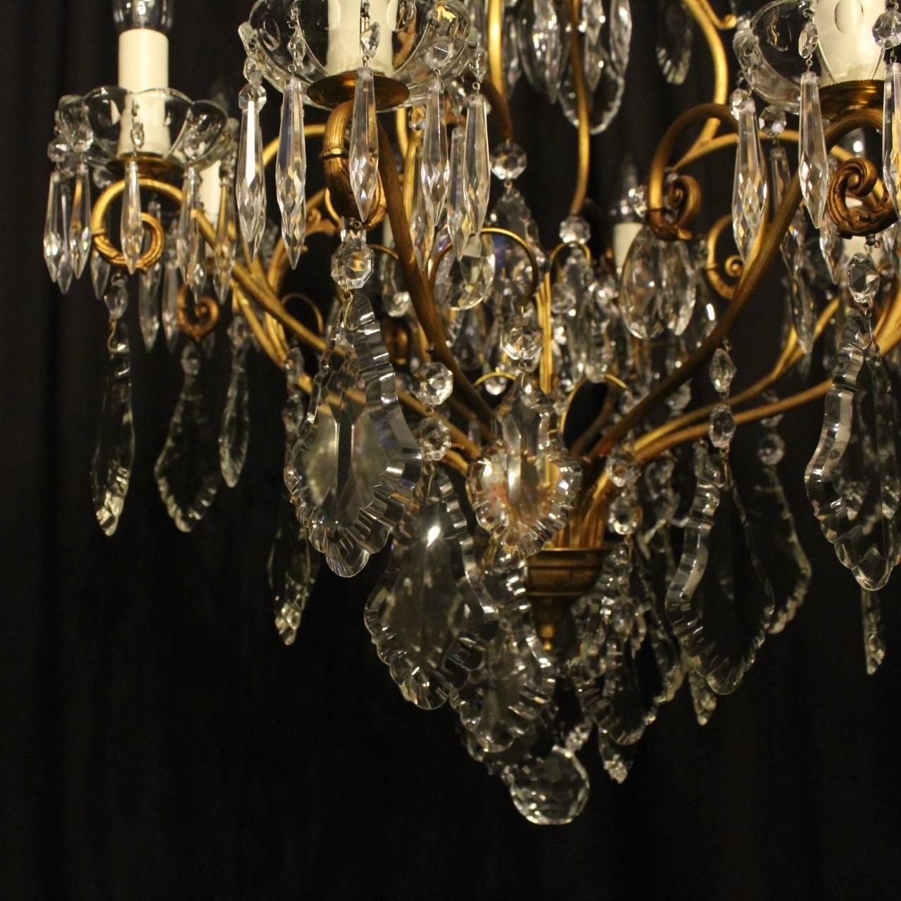 Rococo French Gilded Nine-Light Antique Chandelier For Sale
