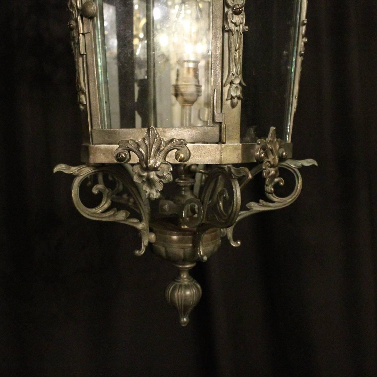French Bronze Gasolier Antique Hall Lantern 3