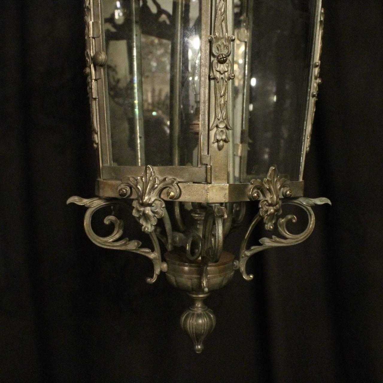 French Bronze Gasolier Antique Hall Lantern 4
