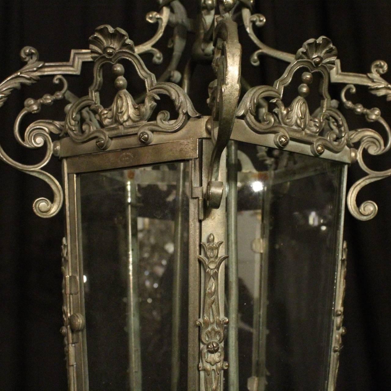 French Bronze Gasolier Antique Hall Lantern In Excellent Condition In Chester, GB