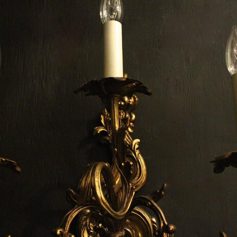 Italian Gilded Triple-Arm Antique Wall Lights at 1stdibs