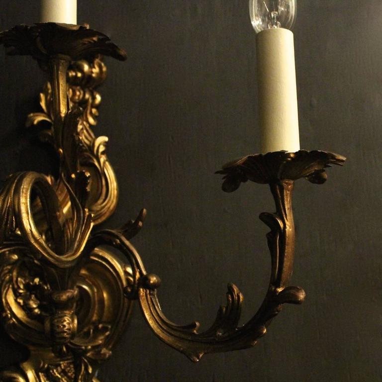Italian Gilded Triple-Arm Antique Wall Lights at 1stdibs