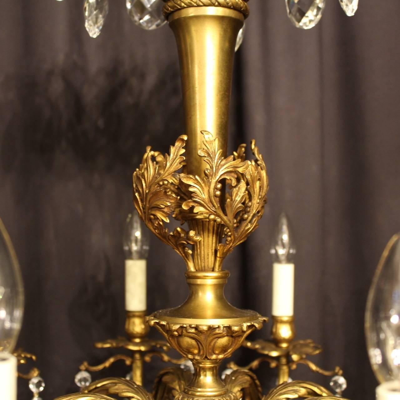 20th Century Italian Gilded Ten-Light Antique Chandelier For Sale