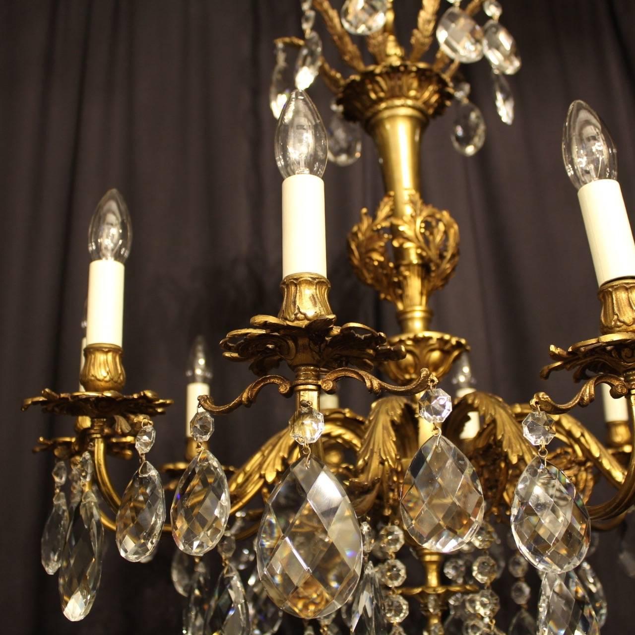 Gilt Italian Gilded Ten-Light Antique Chandelier For Sale