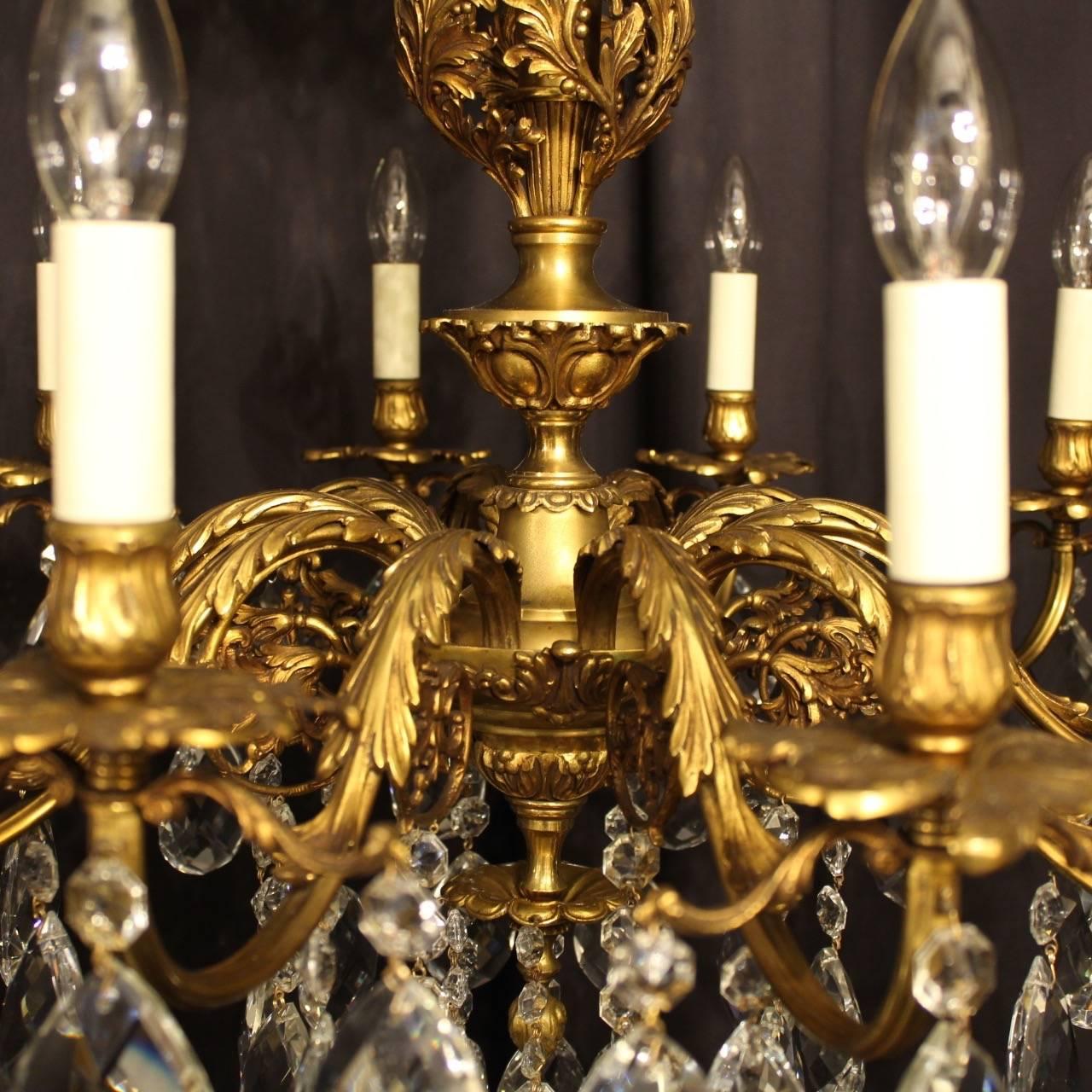 Italian Gilded Ten-Light Antique Chandelier For Sale 1