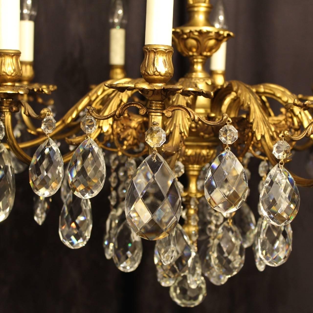 Italian Gilded Ten-Light Antique Chandelier For Sale 4