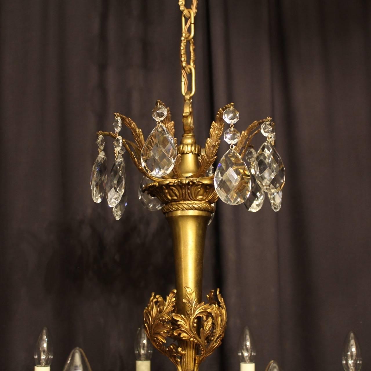 Italian Gilded Ten-Light Antique Chandelier For Sale 5