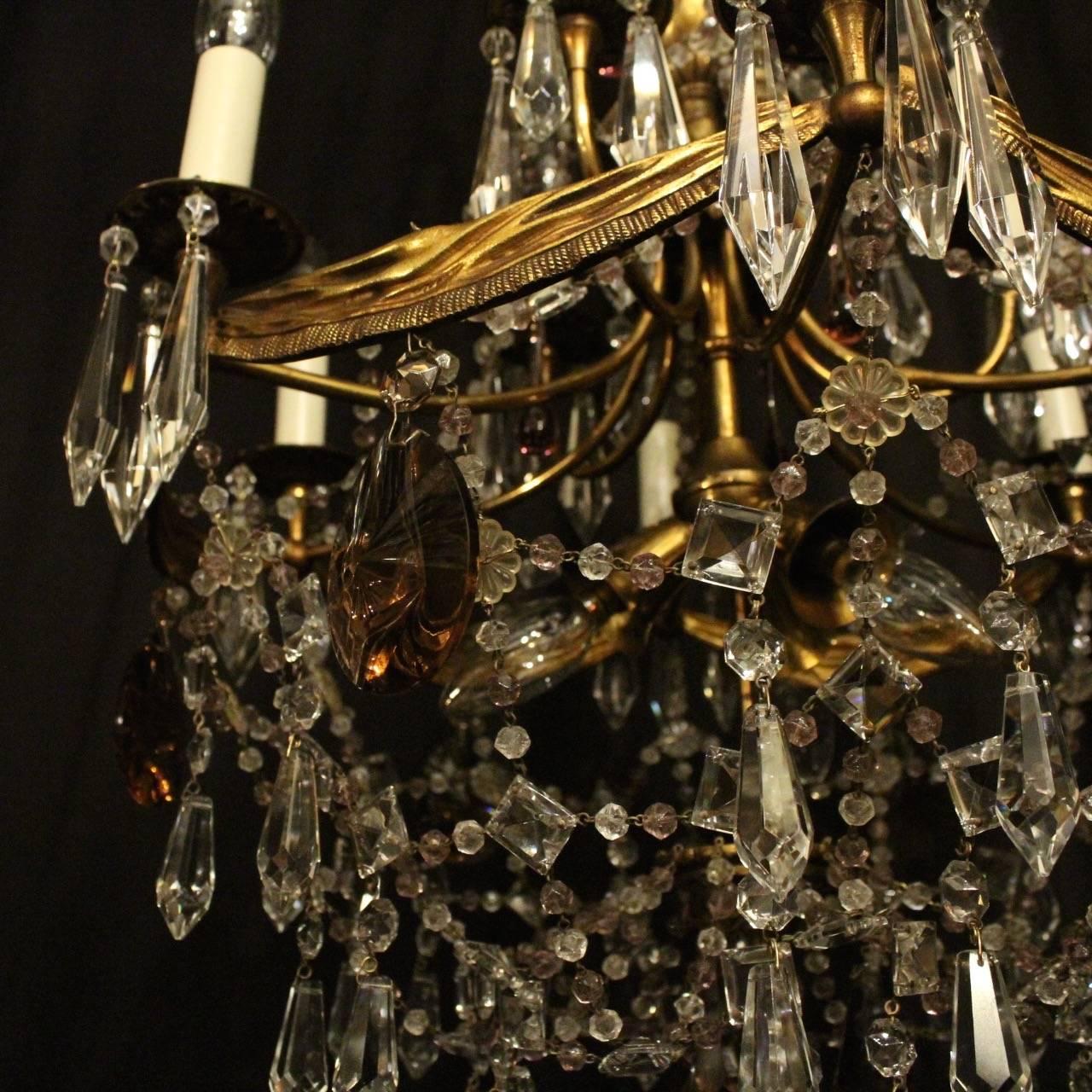 Brass Italian Florentine twelve-Light Antique Chandelier