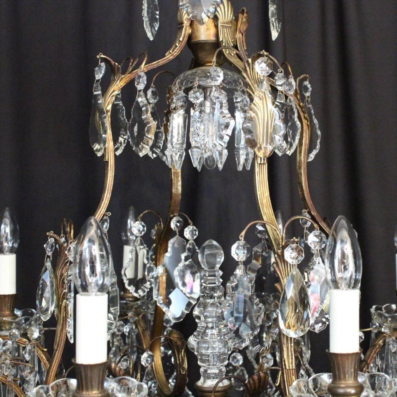 French Bronze and Crystal Nine-Light Chandelier 3