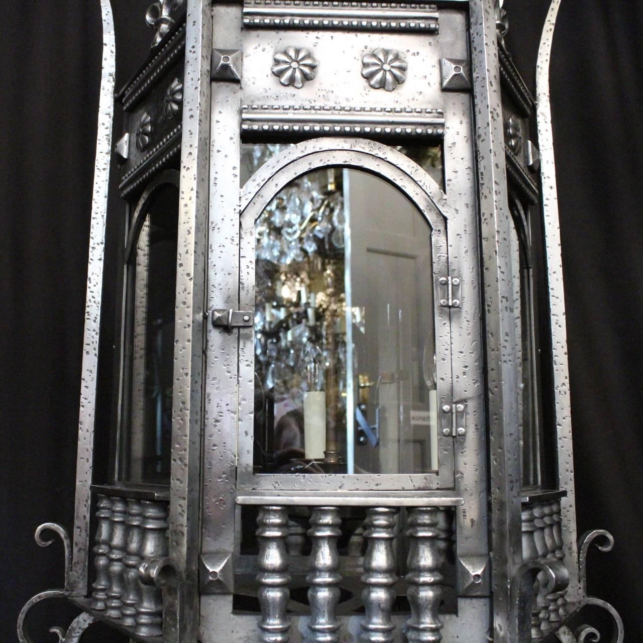 20th Century English Triple Light Gothic Antique Lantern