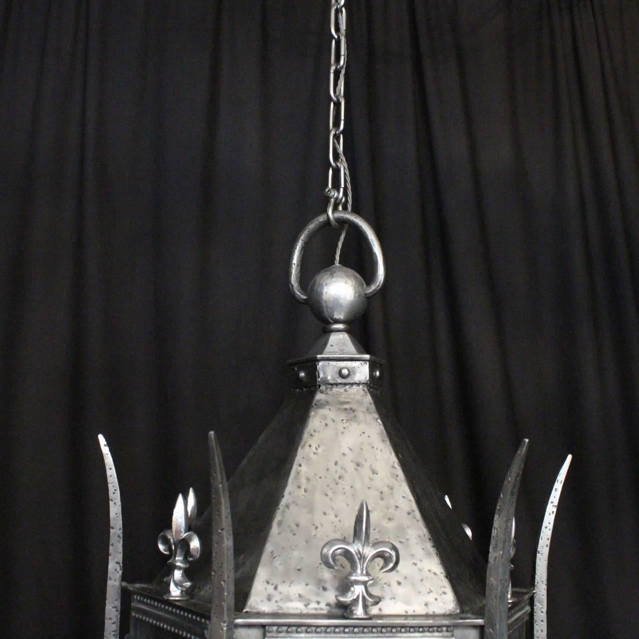 English Triple Light Gothic Antique Lantern 2