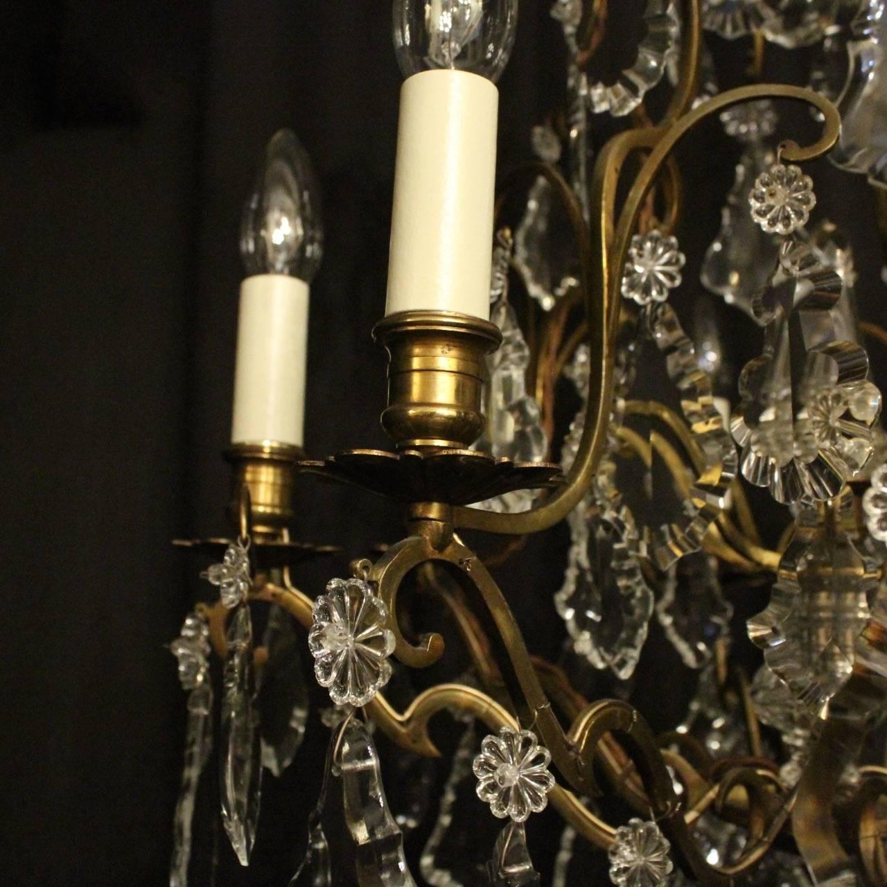 20th Century French Pair of Eight Light Antique Chandeliers