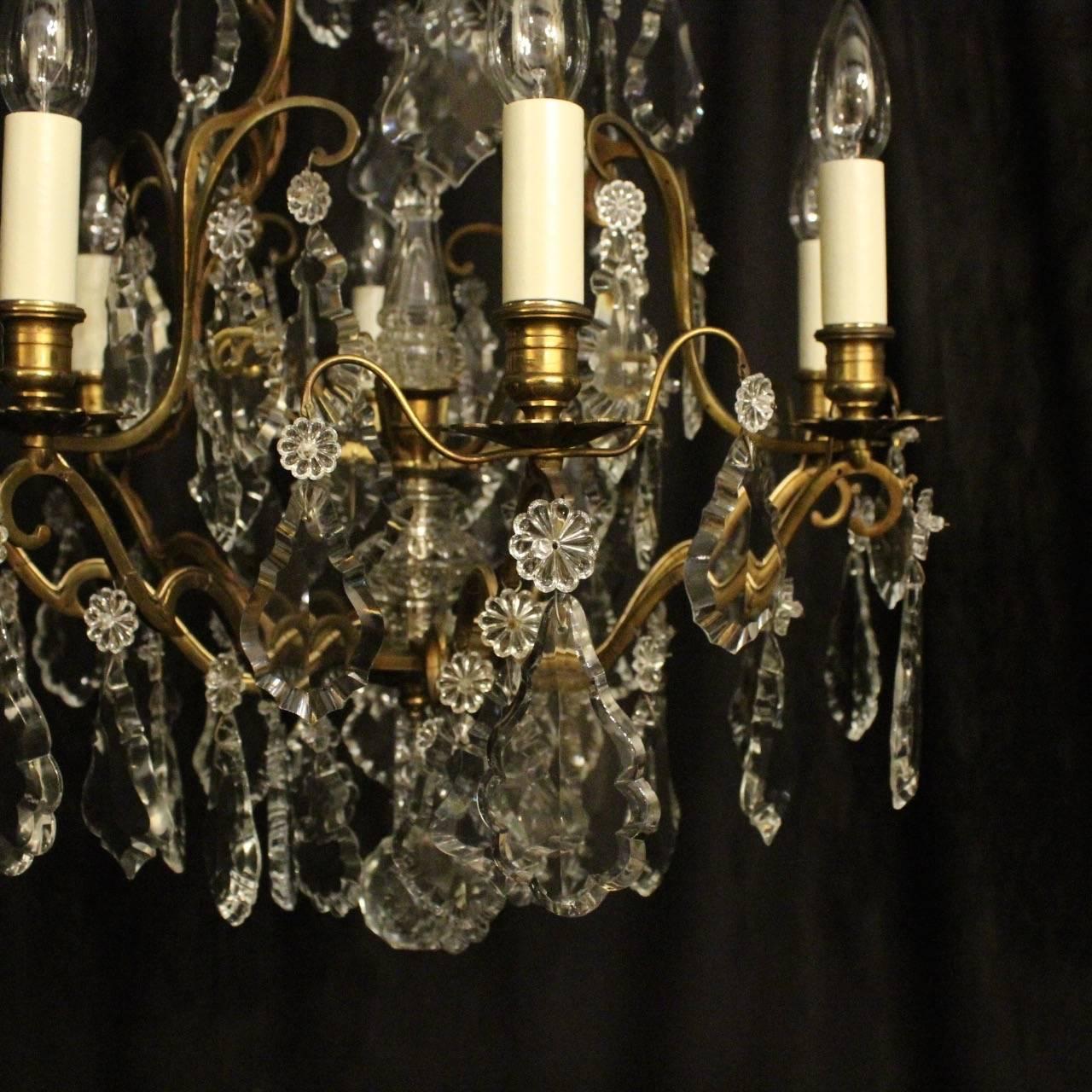 French Pair of Eight Light Antique Chandeliers 3