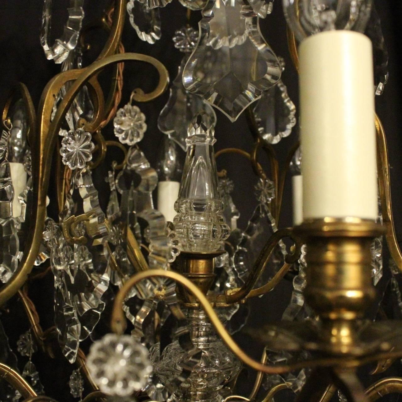 French Pair of Eight Light Antique Chandeliers 4