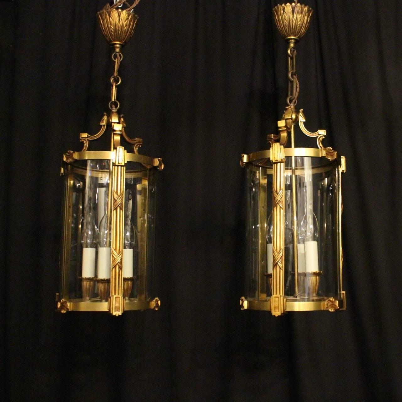 French Pair of Gilded Bronze Antique Lanterns 4