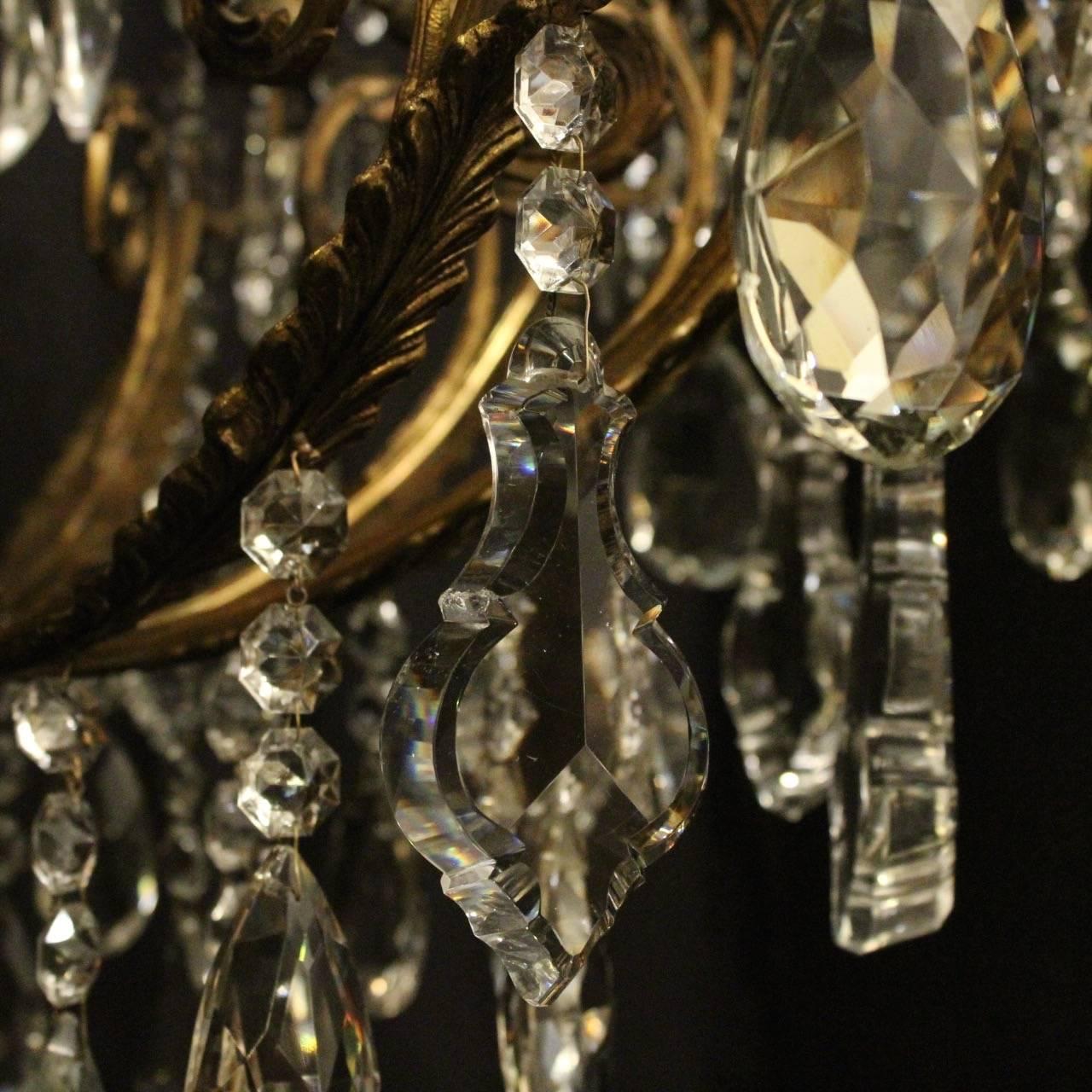 French Gilded Bronze and Crystal Twelve-Light Chandelier 2
