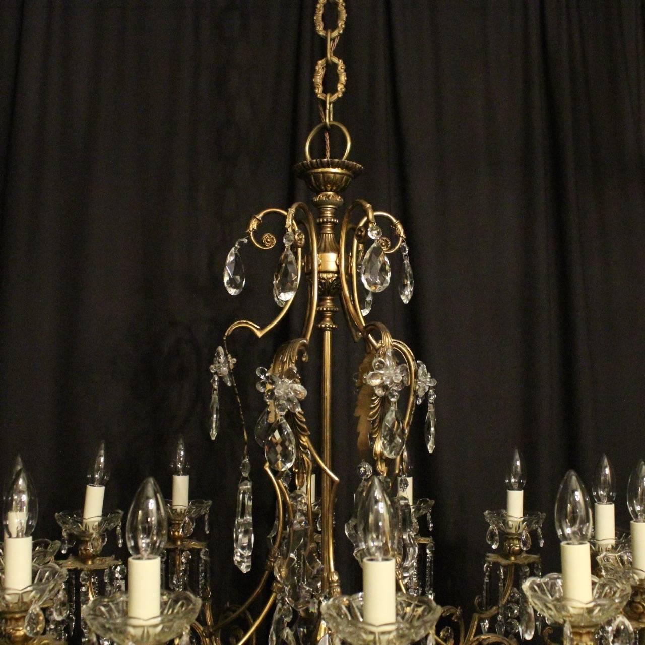 French Gilded Bronze and Crystal Twelve-Light Chandelier 3