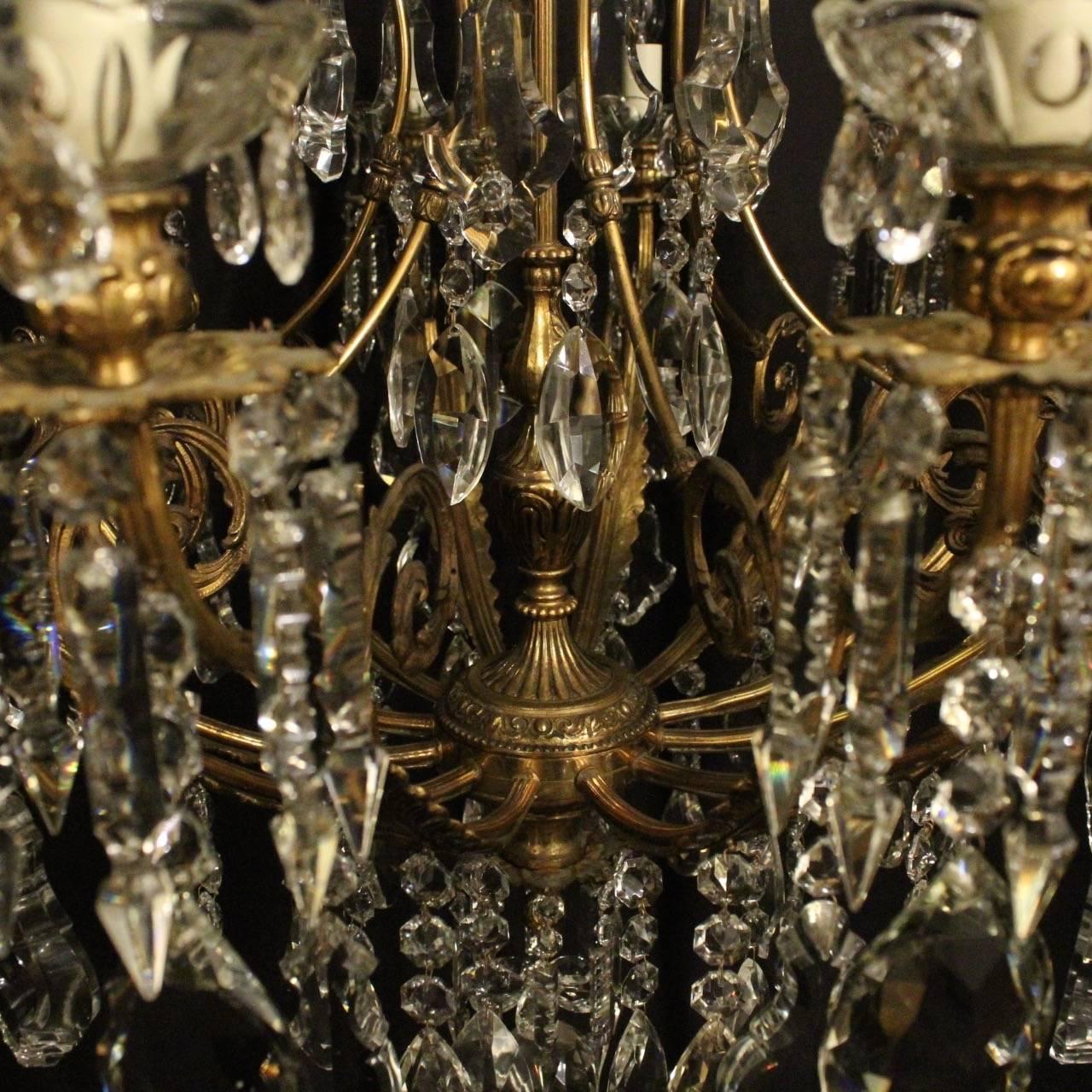 French Gilded Bronze and Crystal Twelve-Light Chandelier 4