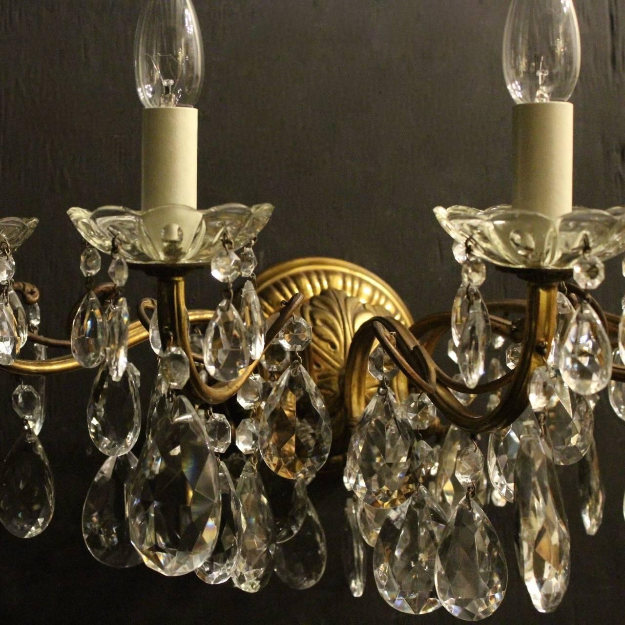 Gilt Italian Pair of Large Five-Arm Antique Wall Lights