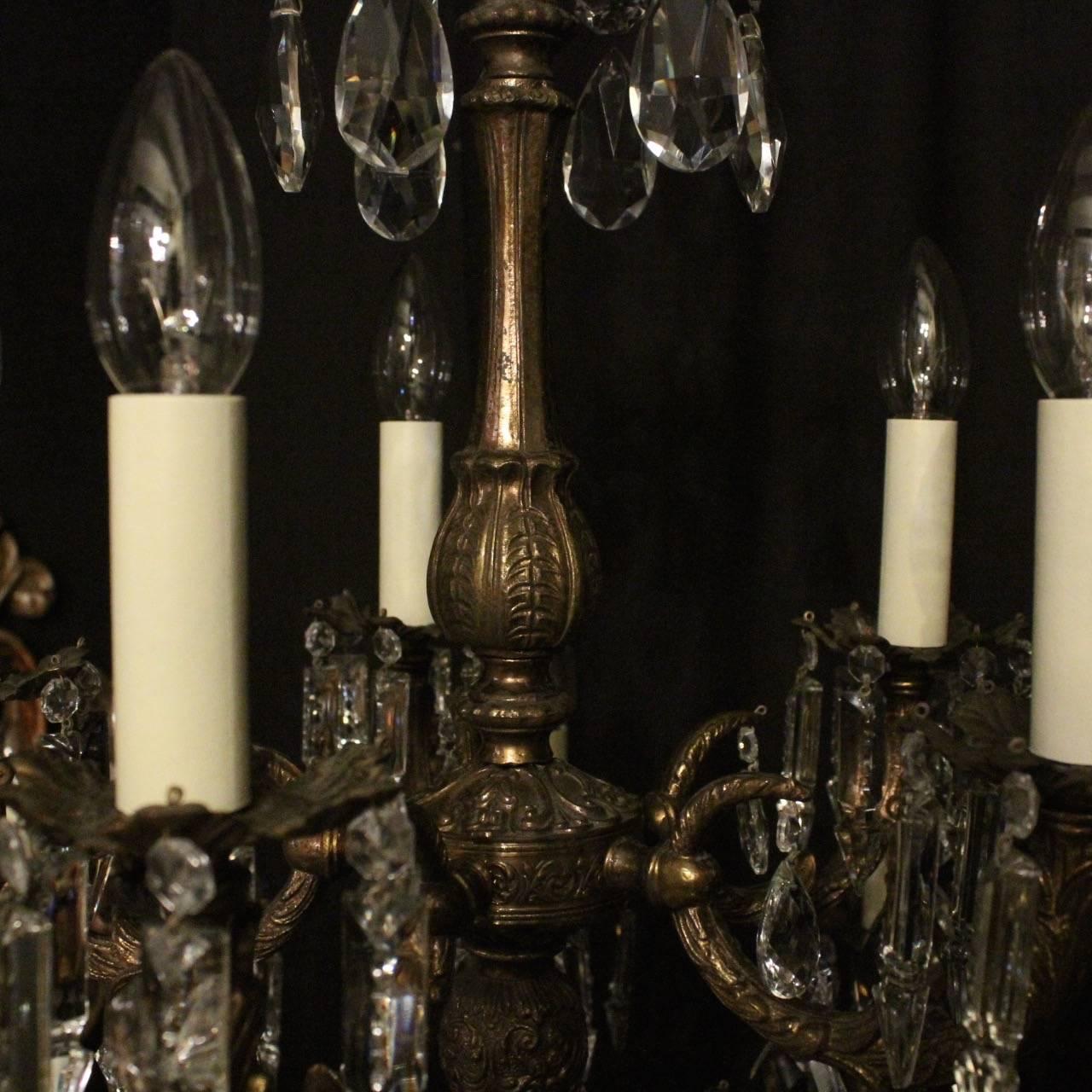 20th Century Italian Pair of Gilded Fifteen-Light Antique Chandeliers