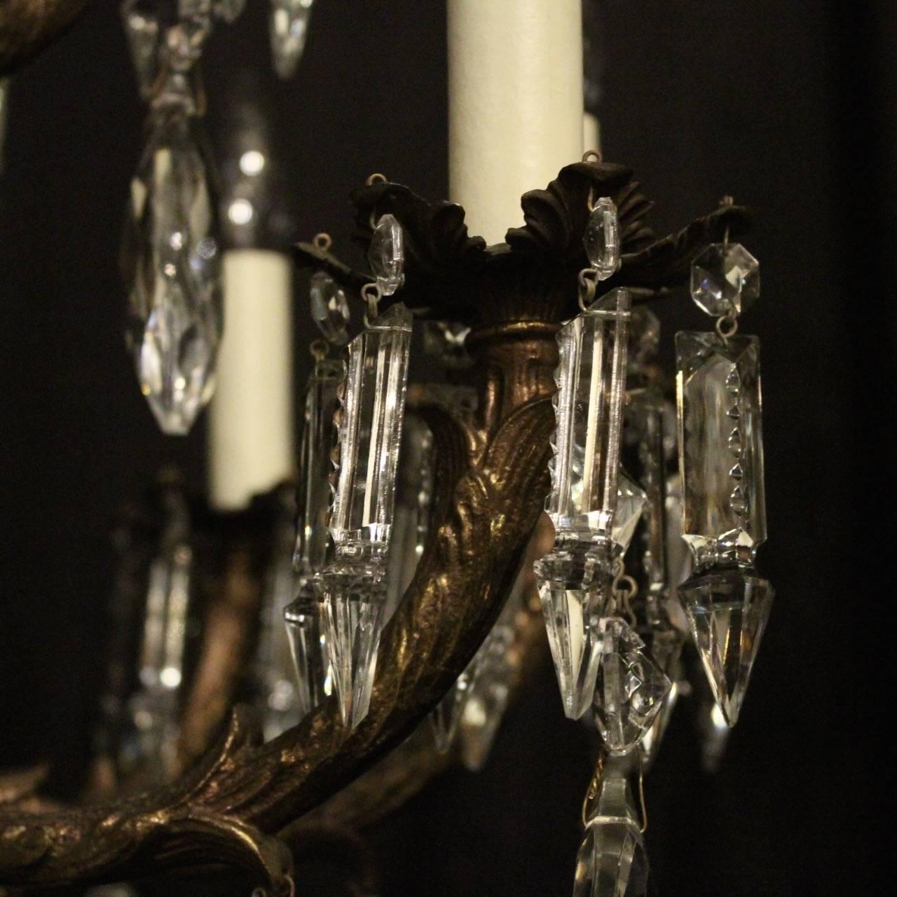 Italian Pair of Gilded Fifteen-Light Antique Chandeliers 2