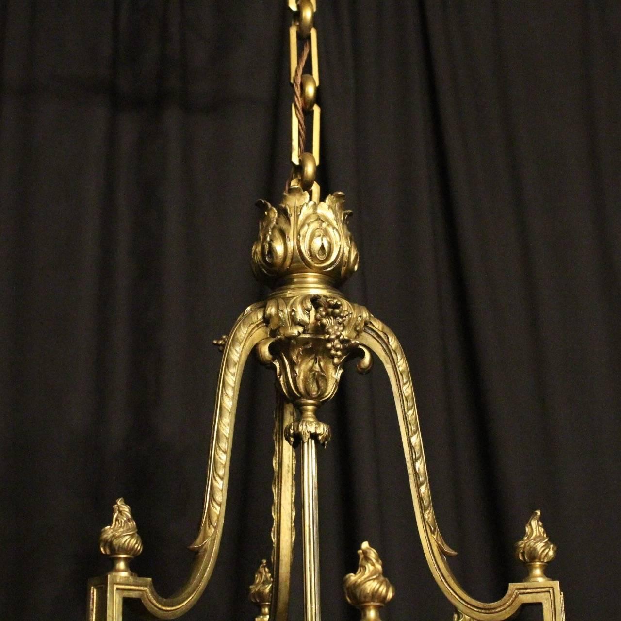 French Bronze Triple-Light Antique Lantern For Sale 1