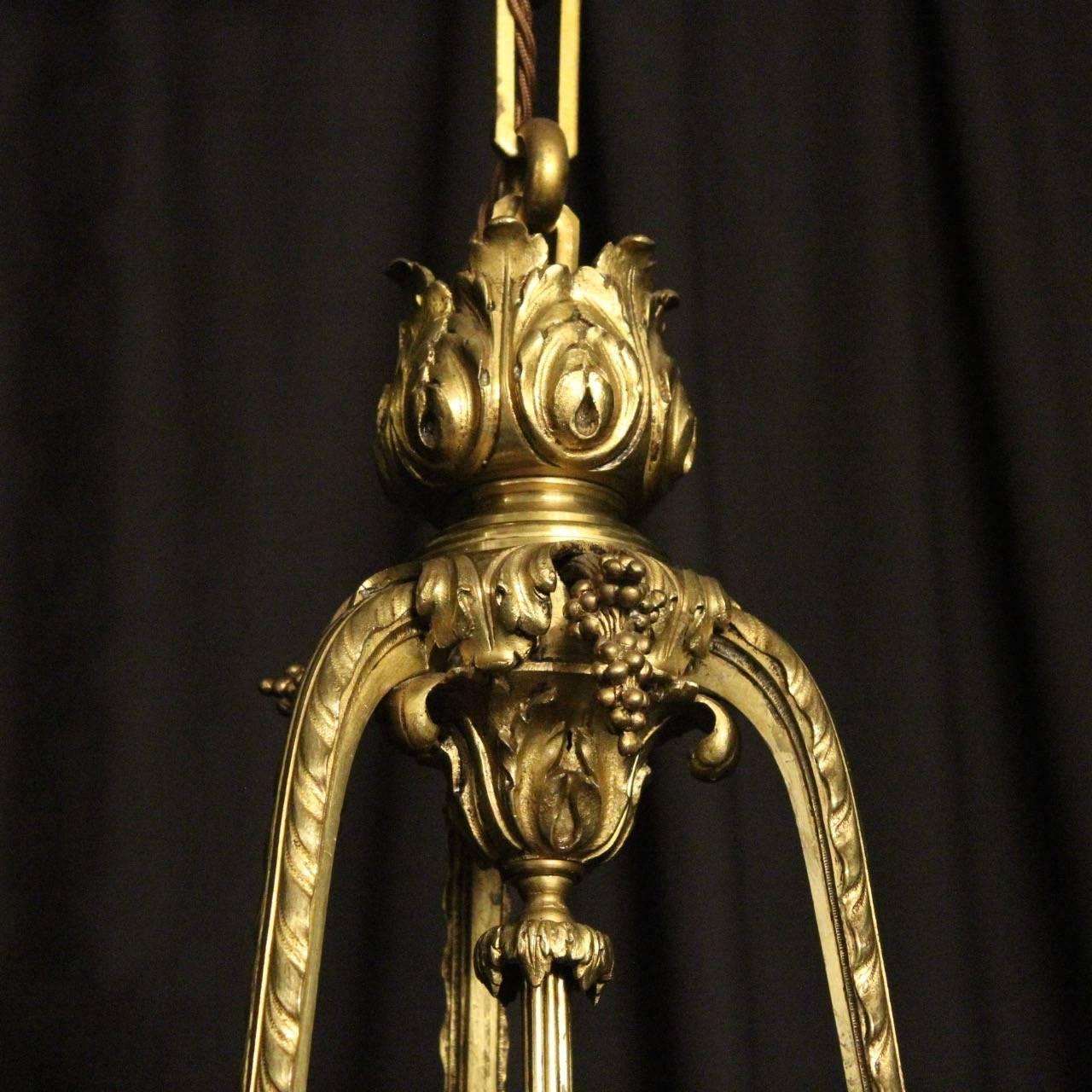French Bronze Triple-Light Antique Lantern For Sale 2