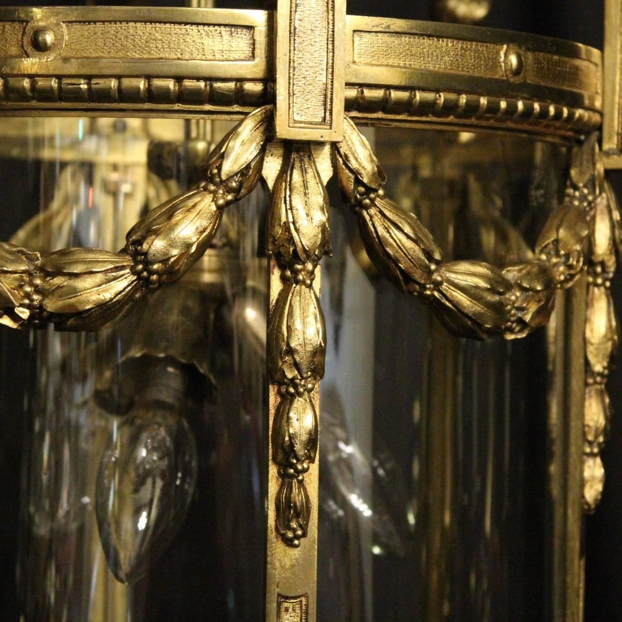 French Bronze Triple-Light Antique Lantern For Sale 4