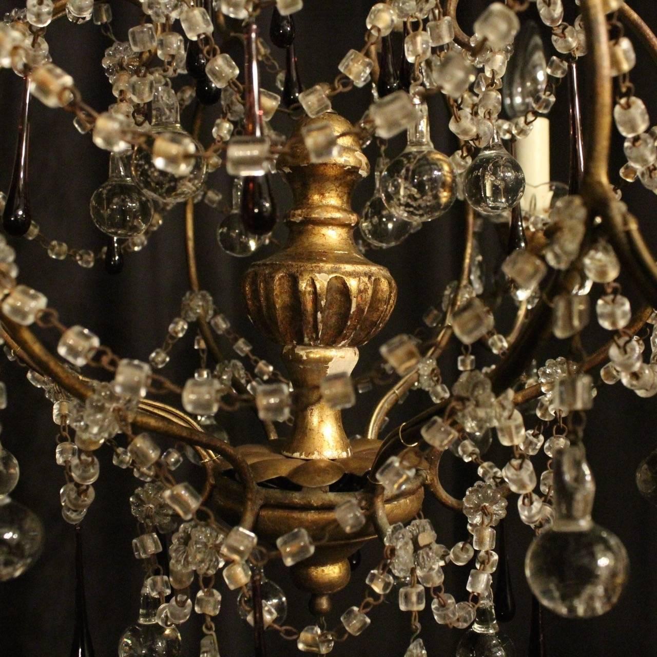 20th Century Italian Florentine Triple-Light Antique Chandelier For Sale