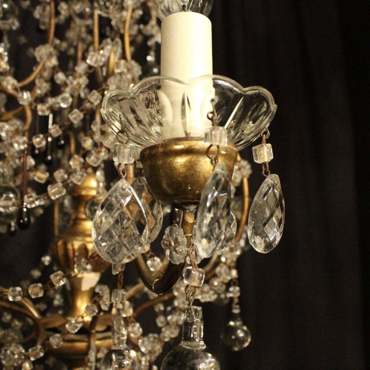 Italian Florentine Triple-Light Antique Chandelier In Excellent Condition For Sale In Chester, GB