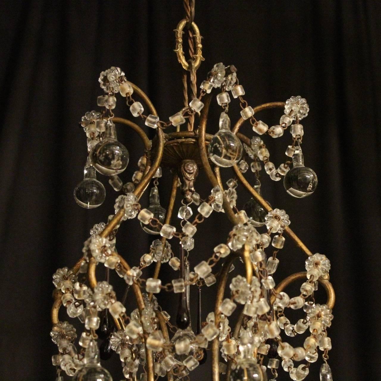 Italian Florentine Triple-Light Antique Chandelier For Sale 1