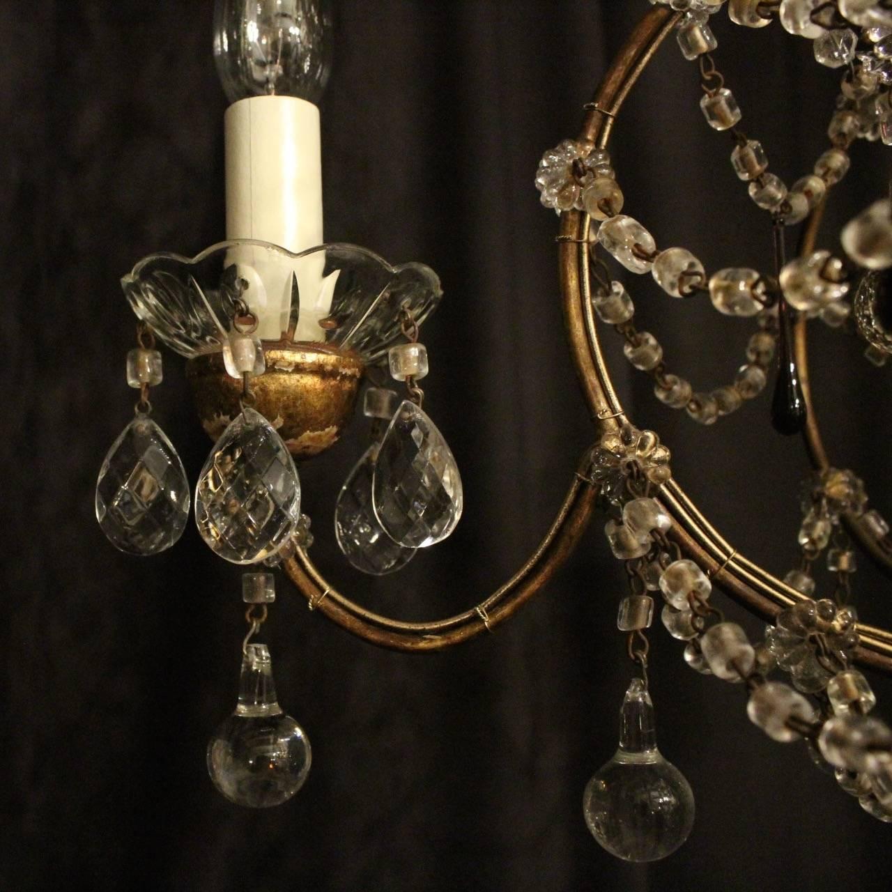 Italian Florentine Triple-Light Antique Chandelier For Sale 2